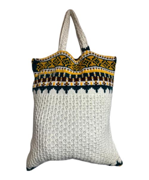 COMME des GARCONS（コムデギャルソン）COMME des GARCONS (コムデギャルソン) ニットトートバッグ ブラウン×アイボリーの古着・服飾アイテム