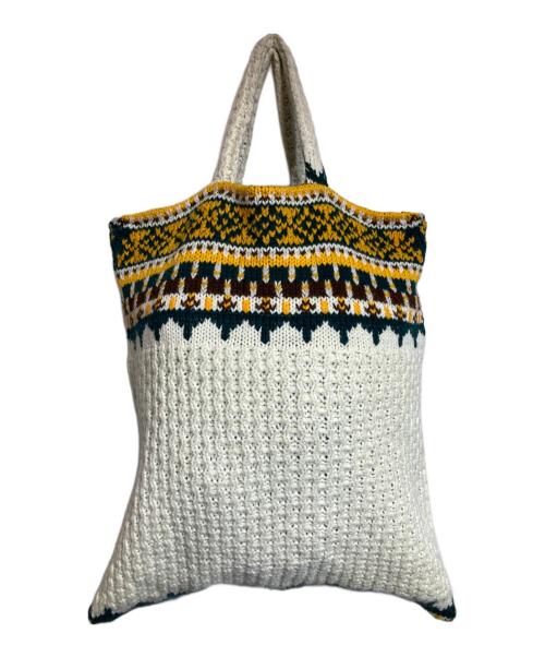 COMME des GARCONS（コムデギャルソン）COMME des GARCONS (コムデギャルソン) ニットトートバッグ ブラウン×アイボリーの古着・服飾アイテム