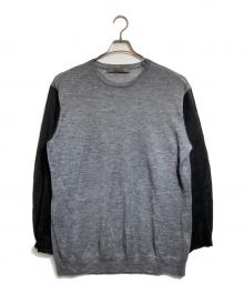Y's for men（ワイズフォーメン）の古着「12G PULLOVER KNIT WITH LOGO」｜グレー