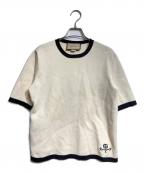 GUCCIグッチ）の古着「GGエンブロイダリーリンガーニット/GG Embroidery Ringer Knit」｜ベージュ