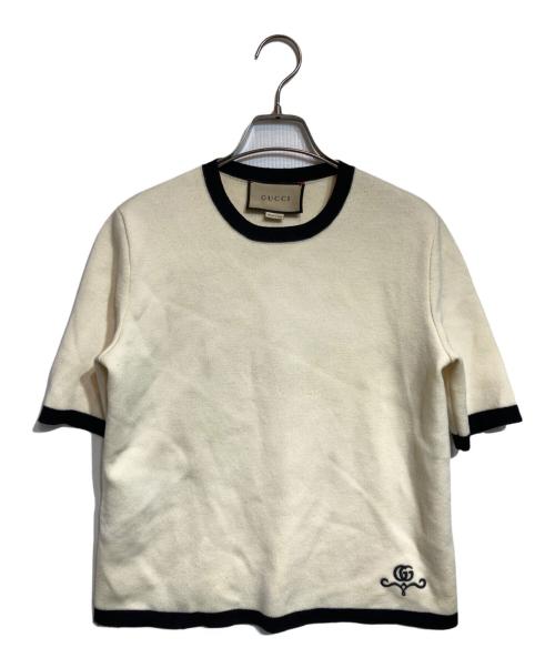 GUCCI（グッチ）GUCCI (グッチ) GGエンブロイダリーリンガーニット ベージュ サイズ:Sの古着・服飾アイテム