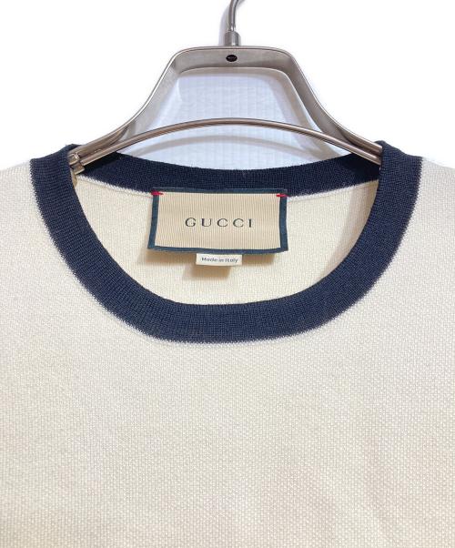 GUCCI（グッチ）GUCCI (グッチ) GGエンブロイダリーリンガーニット/GG Embroidery Ringer Knit ベージュ サイズ:Sの古着・服飾アイテム