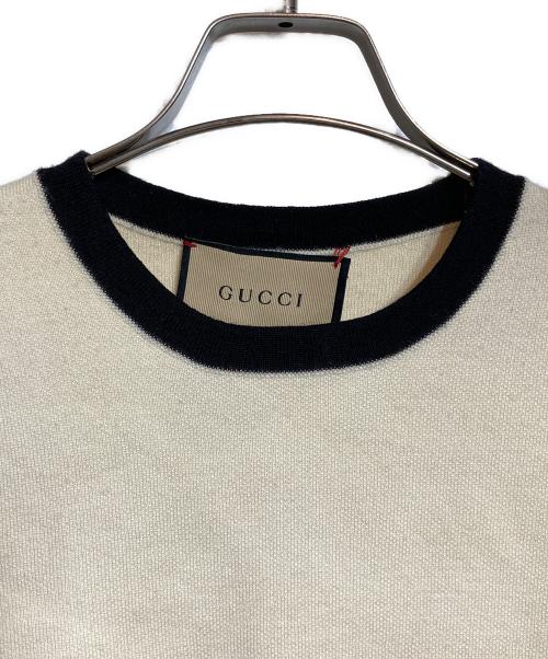 GUCCI（グッチ）GUCCI (グッチ) GGエンブロイダリーリンガーニット ベージュ サイズ:Sの古着・服飾アイテム