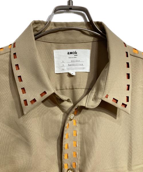 amok（アモク）amok (アモク) レーザー ステッチ カラー シャツ/Laser stitch color shirt ベージュ サイズ:Mの古着・服飾アイテム