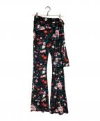 PACO RABANNEパコラバンヌ）の古着「フローラルプリント ストレッチジャージ フレアパンツ/Floral Print Stretch Jersey Flare Pants」｜ブラック