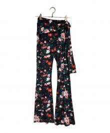 PACO RABANNE（パコラバンヌ）の古着「フローラルプリント ストレッチジャージ フレアパンツ/Floral Print Stretch Jersey Flare Pants」｜ブラック