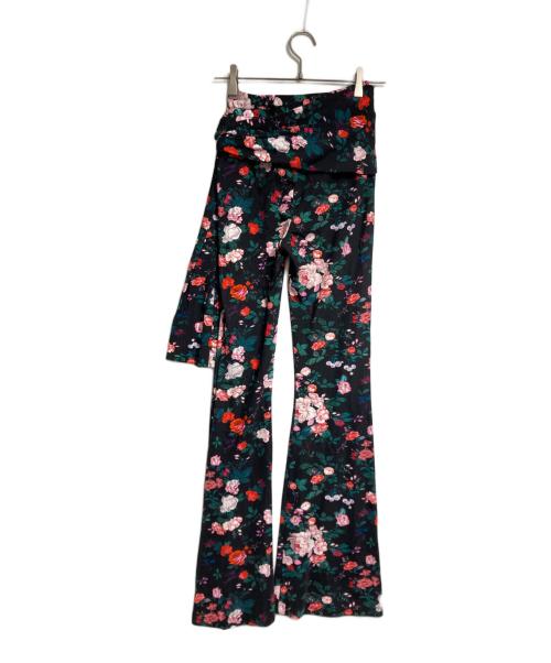 PACO RABANNE（パコラバンヌ）PACO RABANNE (パコラバンヌ) フローラルプリント ストレッチジャージ フレアパンツ/Floral Print Stretch Jersey Flare Pants ブラック サイズ:38の古着・服飾アイテム