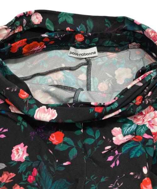 PACO RABANNE（パコラバンヌ）PACO RABANNE (パコラバンヌ) フローラルプリント ストレッチジャージ フレアパンツ/Floral Print Stretch Jersey Flare Pants ブラック サイズ:38の古着・服飾アイテム