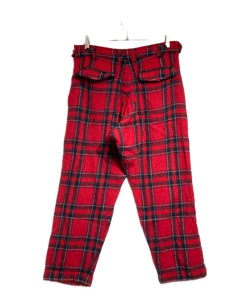 COMME des GARCONS SHIRT（コムデギャルソンシャツ）COMME des GARCONS SHIRT (コムデギャルソンシャツ) ニータック縮絨ウールチェックパンツ レッド×ブラック サイズ:Sの古着・服飾アイテム