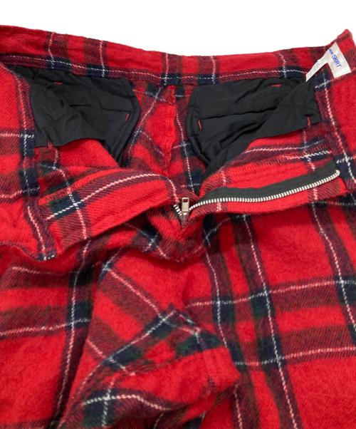 COMME des GARCONS SHIRT（コムデギャルソンシャツ）COMME des GARCONS SHIRT (コムデギャルソンシャツ) ニータック縮絨ウールチェックパンツ レッド×ブラック サイズ:Sの古着・服飾アイテム
