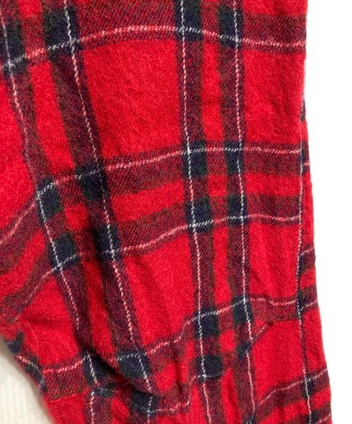 COMME des GARCONS SHIRT（コムデギャルソンシャツ）COMME des GARCONS SHIRT (コムデギャルソンシャツ) ニータック縮絨ウールチェックパンツ レッド×ブラック サイズ:Sの古着・服飾アイテム