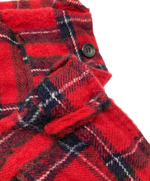 COMME des GARCONS SHIRT（コムデギャルソンシャツ）COMME des GARCONS SHIRT (コムデギャルソンシャツ) ニータック縮絨ウールチェックパンツ レッド×ブラック サイズ:Sの古着・服飾アイテム