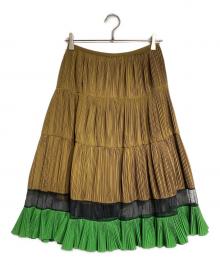 TOGA PULLA（トーガ プルラ）の古着「Polyester taffeta skirt/ポリエステルタフタスカート」｜ブラウン×グリーン