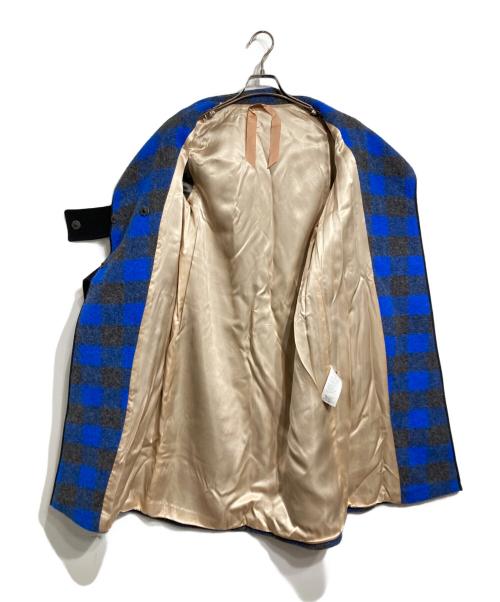 N°21（ヌメロヴェントゥーノ）N°21 (ヌメロヴェントゥーノ) ビジューベルトチェックコート ブルー×ブラック サイズ:36の古着・服飾アイテム