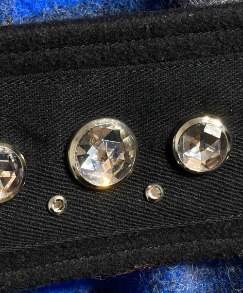 N°21（ヌメロヴェントゥーノ）N°21 (ヌメロヴェントゥーノ) ビジューベルトチェックコート ブルー×ブラック サイズ:36の古着・服飾アイテム