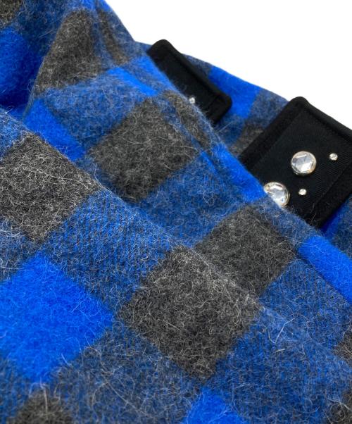 N°21（ヌメロヴェントゥーノ）N°21 (ヌメロヴェントゥーノ) ビジューベルトチェックコート ブルー×ブラック サイズ:36の古着・服飾アイテム