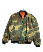 fostex garmentsフォステックスガーメンツ）の古着「カモフラボンバージャケット/camouflage bomber jacket」｜グリーン