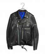 KROWNクラウン）の古着「レザーダブルライダースジャケット」｜ブラック