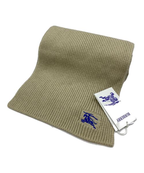 BURBERRY LONDON（バーバリーロンドン）BURBERRY LONDON (バーバリーロンドン) 畔編みカシミヤニットストール/ロゴ刺繍 ベージュの古着・服飾アイテム