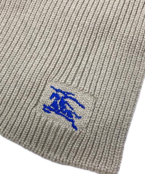 BURBERRY LONDON（バーバリーロンドン）BURBERRY LONDON (バーバリーロンドン) 畔編みカシミヤニットストール/ロゴ刺繍 ベージュの古着・服飾アイテム