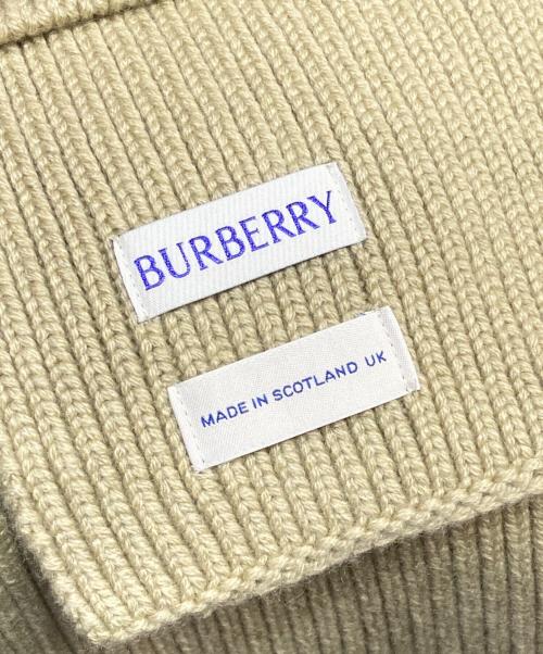 BURBERRY LONDON（バーバリーロンドン）BURBERRY LONDON (バーバリーロンドン) 畔編みカシミヤニットストール/ロゴ刺繍 ベージュの古着・服飾アイテム