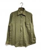 HERMESエルメス）の古着「セリエボタン総柄ウールシャツ/長袖シャツ」｜グリーン