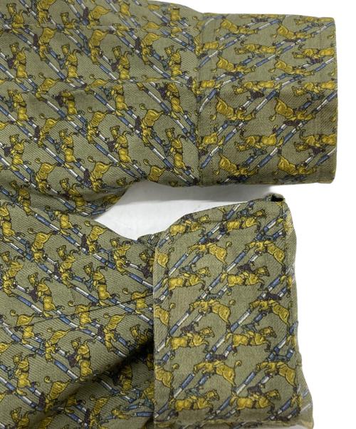 HERMES（エルメス）HERMES (エルメス) セリエボタン総柄ウールシャツ/長袖シャツ グリーン サイズ:42の古着・服飾アイテム