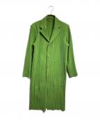 HOMME PLISSE ISSEY MIYAKEオム プリッセ イッセイ ミヤケ）の古着「KERSEY PLEATSロングコート/カルゼプリーツ」｜グリーン