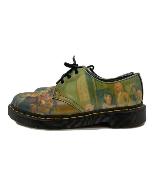 Dr.Martens（ドクターマーチン）Dr.Martens (ドクターマーチン) 絵画プリント3ホールシューズ ブルー×イエロー サイズ:24㎝の古着・服飾アイテム