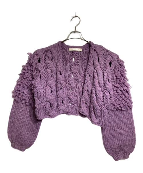 LEINWANDE（ラインヴァンド）LEINWANDE (ラインヴァンド) Cable Short Cardigan パープル サイズ:Freeの古着・服飾アイテム