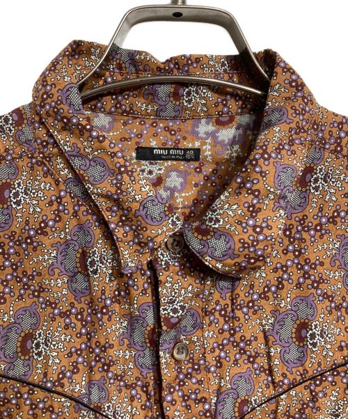 MIU MIU（ミュウミュウ）MIU MIU (ミュウミュウ) ペイズリー柄ウエスタンシャツ/Paisley Western Shirt ブラウン サイズ:40の古着・服飾アイテム