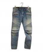 BALMAINバルマン）の古着「クラッシュ×ウォッシュドバイカーデニム」｜インディゴ