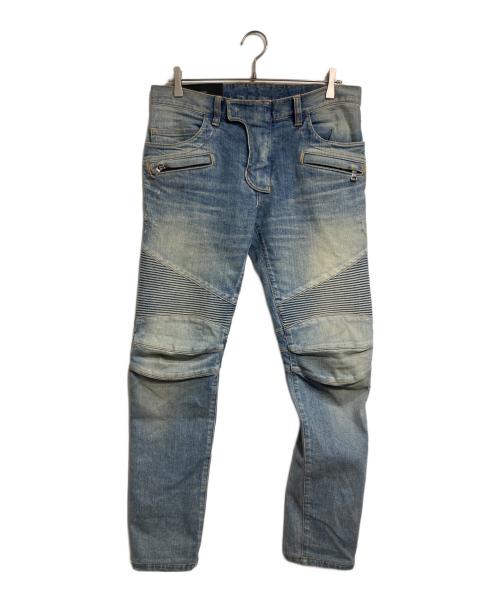 BALMAIN（バルマン）BALMAIN (バルマン) クラッシュ×ウォッシュドバイカーデニム インディゴ サイズ:30の古着・服飾アイテム
