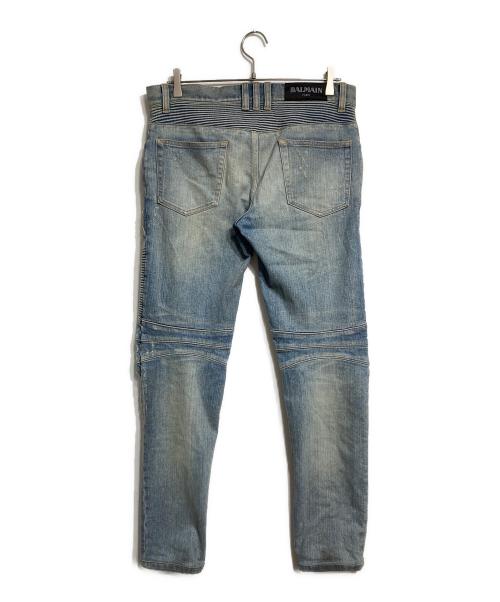 BALMAIN（バルマン）BALMAIN (バルマン) クラッシュ×ウォッシュドバイカーデニム インディゴ サイズ:30の古着・服飾アイテム