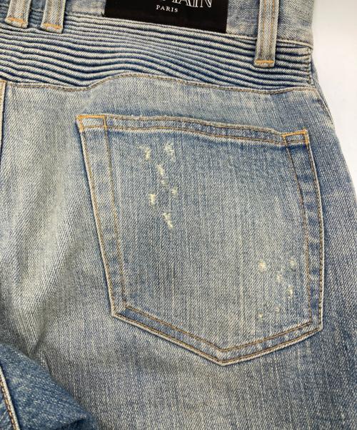 BALMAIN（バルマン）BALMAIN (バルマン) クラッシュ×ウォッシュドバイカーデニム インディゴ サイズ:30の古着・服飾アイテム