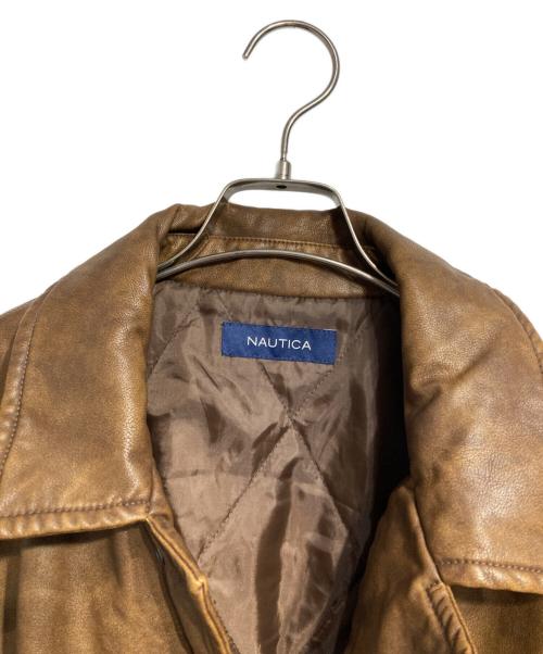 NAUTICA（ノーティカ）NAUTICA (ノーティカ) ムラ加工フェイクレザーブルゾン ブラウン サイズ:FREEの古着・服飾アイテム
