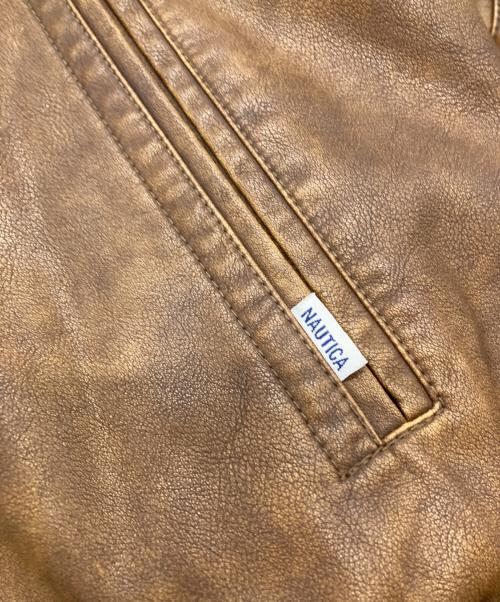 NAUTICA（ノーティカ）NAUTICA (ノーティカ) ムラ加工フェイクレザーブルゾン ブラウン サイズ:FREEの古着・服飾アイテム