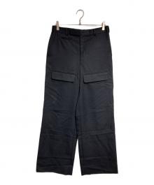 JOHN LAWRENCE SULLIVAN（ジョン ローレンス サリバン）の古着「WOOL GABARDINE FRONT POCKET WIDE TROUSERS/ールギャバジン フロントポケット ワイドトラウザーズ」｜ブラック