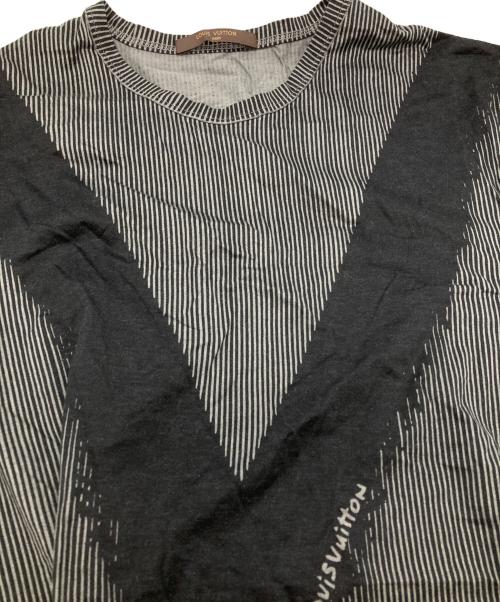 LOUIS VUITTON（ルイ ヴィトン）LOUIS VUITTON (ルイ ヴィトン) ストライプロゴTシャツ/Striped logo T-shirt グレー サイズ:XLの古着・服飾アイテム