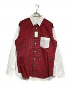 COMME des GARCONS SHIRTコムデギャルソンシャツ）の古着「フロント切替パネルシャツ/Front panel shirt」｜レッド