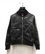 GUESSゲス）の古着「レザースタッズボンバージャケット」｜ブラック