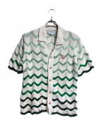 CASABLANCAカサブランカ）の古着「WAVY GRADIENT CROCHET SHIRT/ウェービーグラデーション・クロシェシャツ」｜グリーン