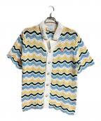 CASABLANCAカサブランカ）の古着「WAVY GRADIENT CROCHET SHIRT/、ウェービーグラデーション・クロシェシャツ」｜ブルー