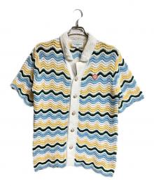 CASABLANCA（カサブランカ）の古着「WAVY GRADIENT CROCHET SHIRT/、ウェービーグラデーション・クロシェシャツ」｜ブルー