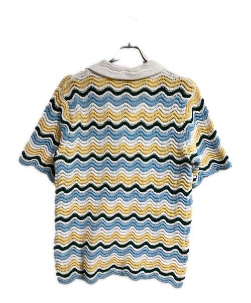CASABLANCA（カサブランカ）CASABLANCA (カサブランカ) WAVY GRADIENT CROCHET SHIRT/、ウェービーグラデーション・クロシェシャツ ブルー サイズ:Sの古着・服飾アイテム
