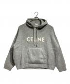 CELINEセリーヌ）の古着「Embroidered Loose Fit Knit Hoodie(エンブロイダリールーズフィットニットパーカー)」｜グレー