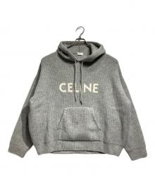 CELINE（セリーヌ）の古着「Embroidered Loose Fit Knit Hoodie(エンブロイダリールーズフィットニットパーカー)」｜グレー