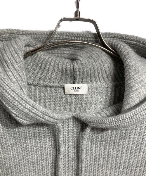 CELINE（セリーヌ）CELINE (セリーヌ) Embroidered Loose Fit Knit Hoodie(エンブロイダリールーズフィットニットパーカー) グレー サイズ:Mの古着・服飾アイテム