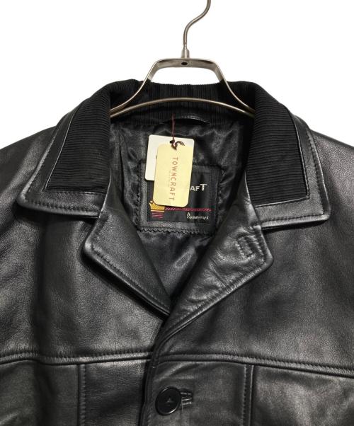 TOWN CRAFT（タウンクラフト）TOWN CRAFT (タウンクラフト) LEATHER RUNCHER JACKET/レザーランチャージャケット ブラック サイズ:Mの古着・服飾アイテム