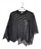 BLACK COMME des GARCONSブラックコムデギャルソン）の古着「アシメカットメッシュカットソー/Asymmetrical mesh top」｜ブラック